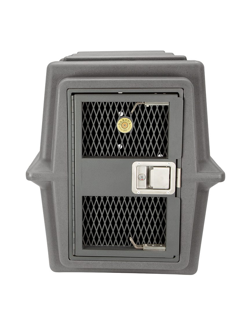 Dakota 283 Hero Dog Kennel with Dakota Guard – Dark Granite, Heavy-Duty Military-Grade Crate with Lockable Paddle Latch & Chew-Resistant Ventilation