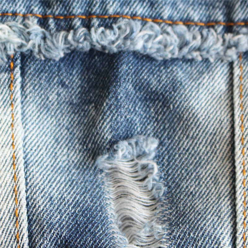 Frayed Denim Dog Jacket – Classic Blue Jean Vest for Small Dogs (XS–2XL)