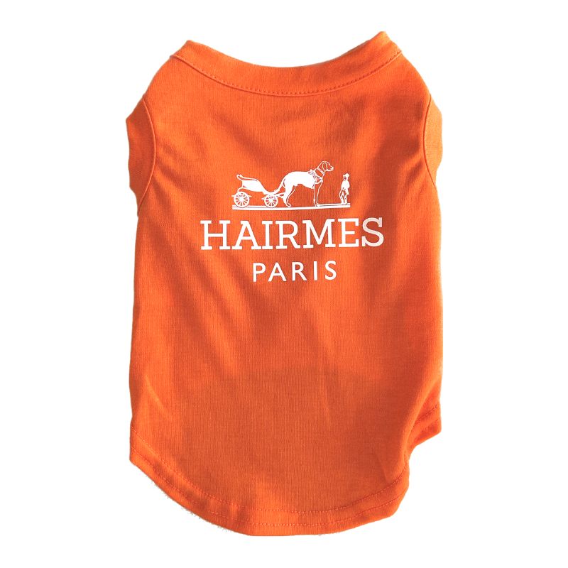 Hairmes Paris Designer Dog T-Shirt – Luxury Orange Logo Tee for Small, Medium & Large Dogs (XS–3XL)
