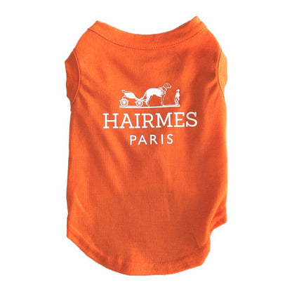 Hairmes Paris Designer Dog T-Shirt – Luxury Orange Logo Tee for Small, Medium & Large Dogs (XS–3XL)