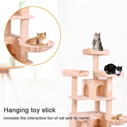 Kitty Cloud Tower | 63" Soft Plush Multi-Level Cat Climber with Stable Base & Anti-Tip Safety