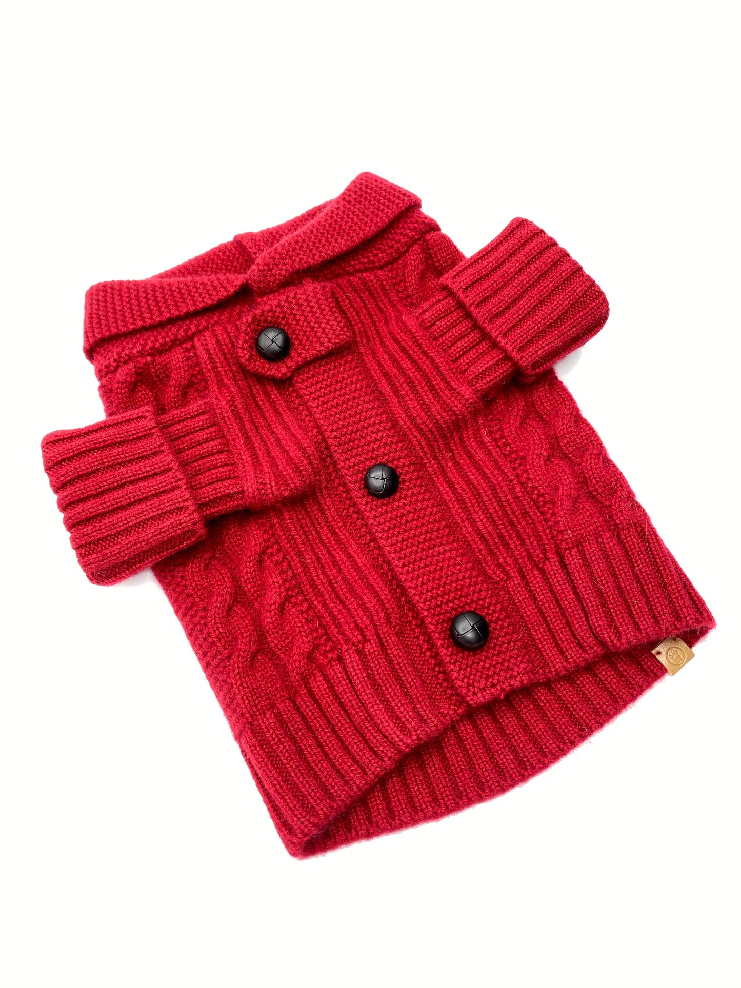 Brooklyn Cashmere Dog Cardigan – Garnet Luxury 100% Cashmere Sweater (XS–XL)
