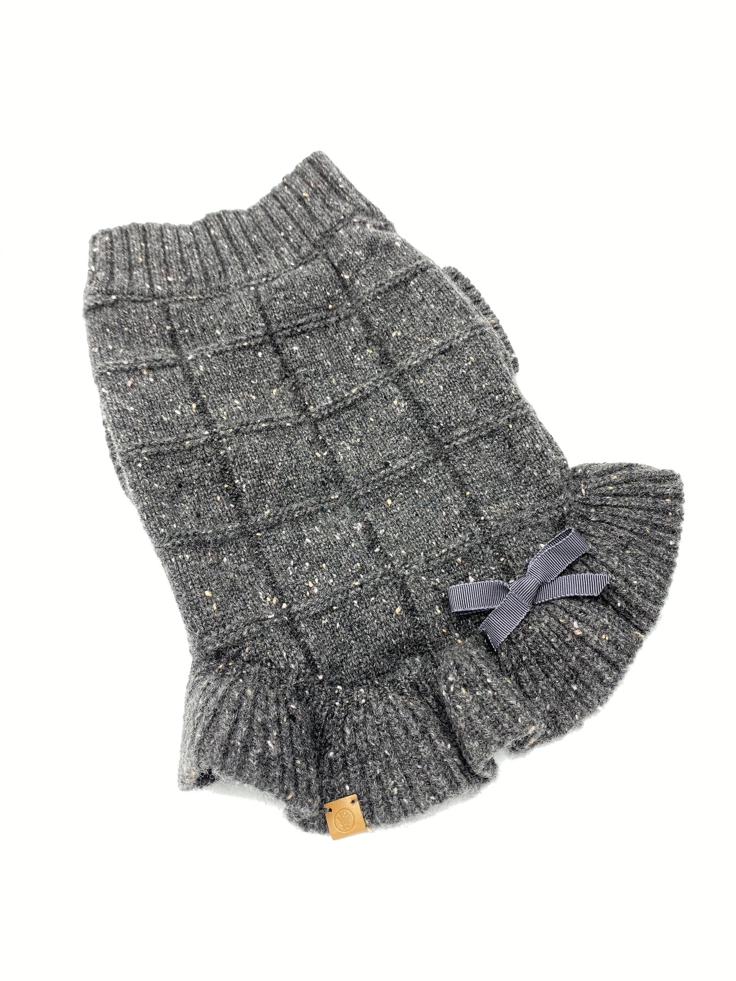 Rein Cashmere Ruffle Dog Dress – Charcoal Luxury 100% Cashmere Pet Outfit (XS–XL)