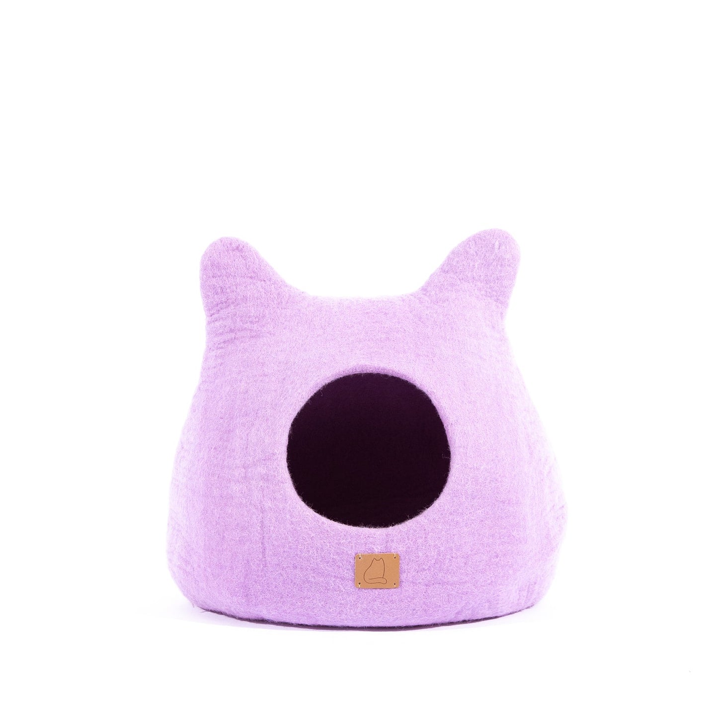 Fuzzy Cove Lilac Purple Ear Style Felted Wool Cat Cave – Cozy Peekaboo Bed for Cats