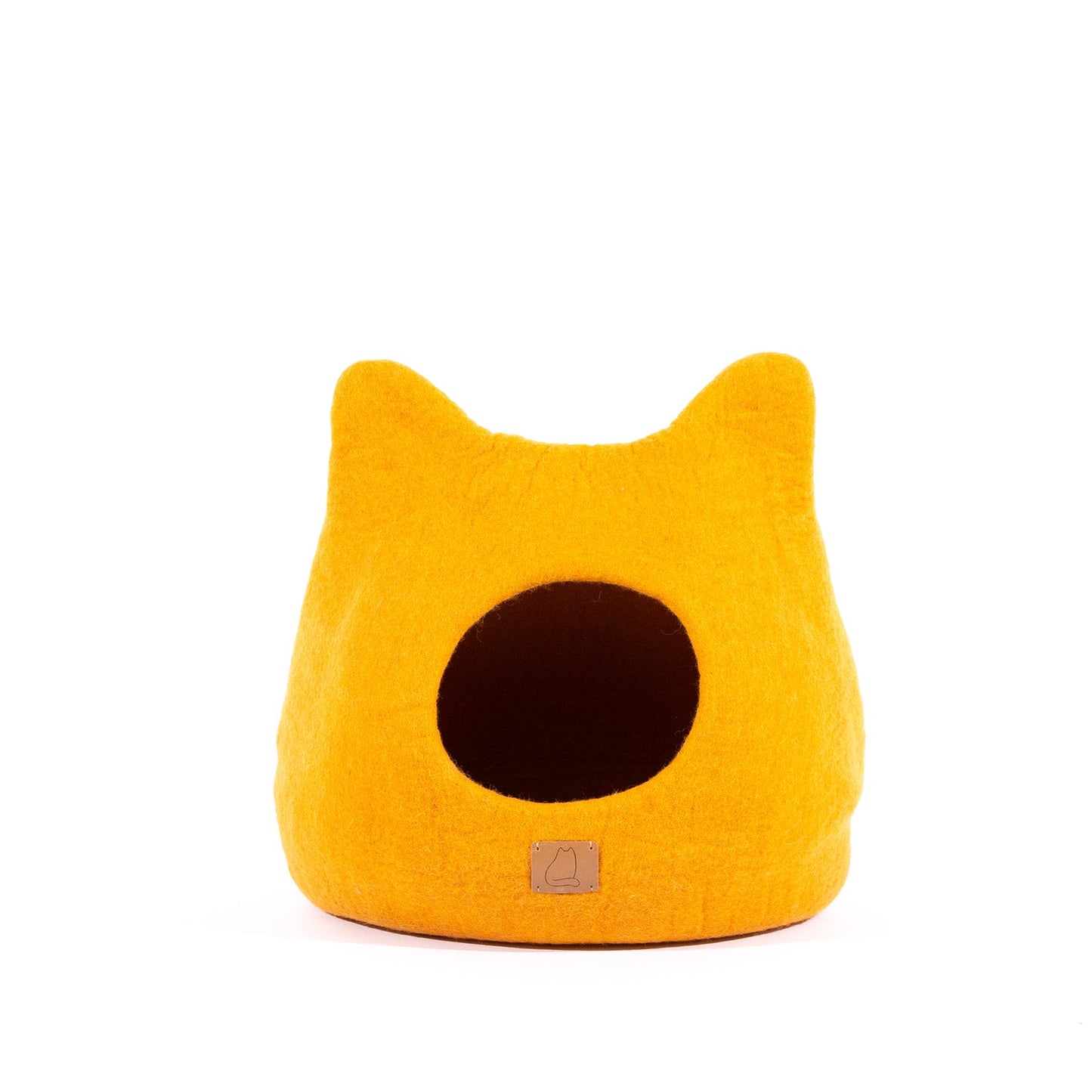 Fuzzy Cove Fire Orange Ear Style Felted Wool Cat Cave – Cozy Peekaboo Bed for Cats
