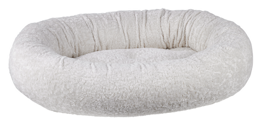 Donut Dog Bed – Ivory Sheepskin with Removable Washable Cover, Tufted Cushion, Upholstery-Grade Fabric & High-Memory Fiber Fill for Cozy Pet Comfort