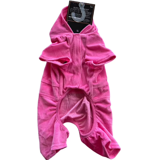 Juicy Couture Doggie Velour Tracksuit – Hot Pink Bling Crown Loungewear for Small & Medium Dogs (XS/S–M/L)