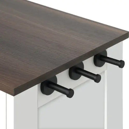 Pawfect Station Dual-Bowl Dog Feeder with Storage & Hooks – Elevated Pet Feeding Stand (White/Walnut)