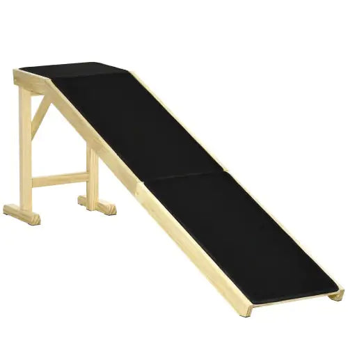 Dog Bed Ramp with Non-Slip Carpet & Top Platform | Wooden Pet Ramp for Beds, Couches & Seniors
