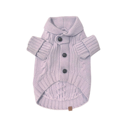 Brooklyn Cashmere Dog Cardigan – Soft Lilac Luxury 100% Cashmere Sweater (XS–XL)