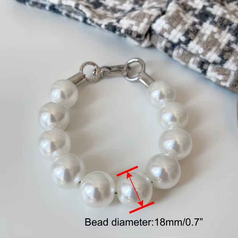 Large Pearl Dog Collar Necklace – Elegant Adjustable Beaded Necklace in White or Pink for Small, Medium & Large Dogs (XS–5XL)