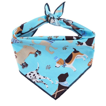 Animal Friends Dog Bandanas | 100% Cotton Tie-On – 2 Patterns, Sizes S & L