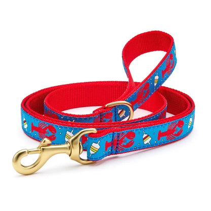 Up Country Lobster & Buoy Dog Harness & Leash Matching Set – Durable USA-Made Nautical Step-In Harness with Brass Hardware, Adjustable & Machine-Washable (5 ft Leash Included)