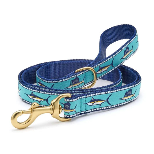 Up Country Marlin Dog Harness & Leash Matching Set – Made in USA Adjustable Step-In Harness with Matching 5-ft Leash, Blue Marlin Design, Durable Nylon Webbing, Cast Brass Hardware, Coast Guard-Approved Buckles, Machine Washable (Small–Large Dogs)