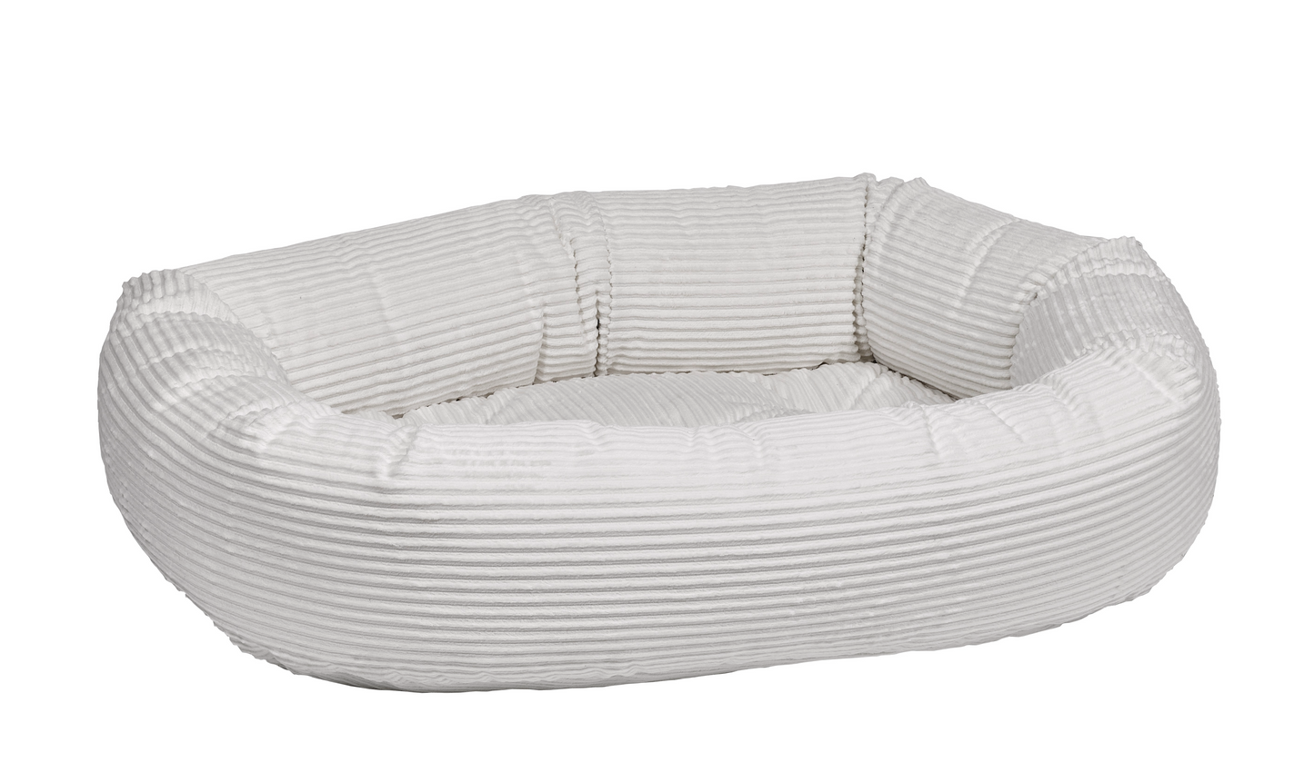 Donut Dog Bed – Marshmallow White Upholstery-Grade Fabric with Removable Washable Cover & Tufted Cushion, High-Memory Fiber Fill