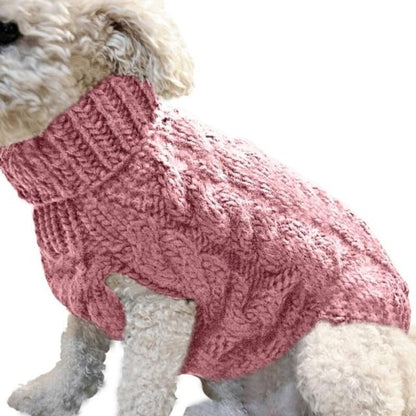 Cable Knit Turtleneck Dog Sweater – Classic Chunky Knit Warm Cotton Sweater for Small Dogs | Posh Dog Life