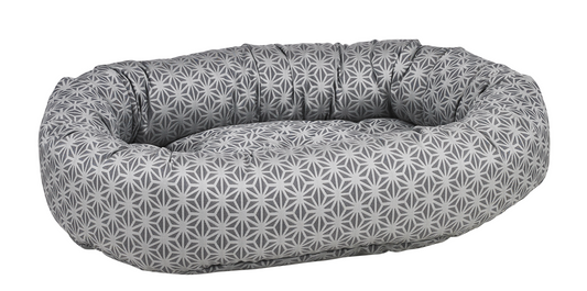 Donut Dog Bed – Mercury Gray Upholstery-Grade Fabric with Removable Washable Cover & Tufted Cushion, High-Memory Fiber Fill