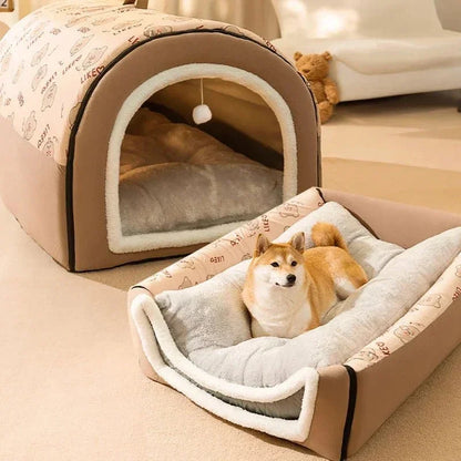 Winter Nest Pet Cave Haven | Cozy Anti-Anxiety Pet Bed with 360° Warmth