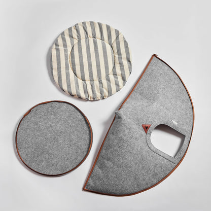 Nooee Pet Cave Molly (XL) – Gray Modern Cone-Shaped Pet Bed with Machine-Washable Cushion, Portable Roll-Up Design with Travel Bag, Fits Pets Up to 35 lbs, 35”H x 32”L x 32”D