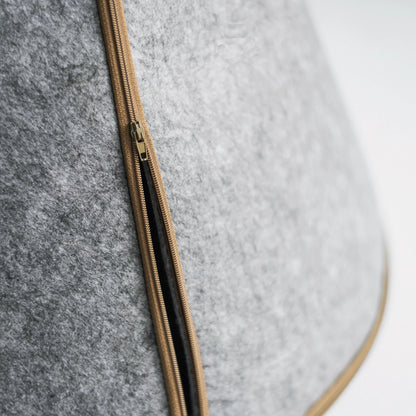 Nooee Pet Cave Molly (XL) – Gray Modern Cone-Shaped Pet Bed with Machine-Washable Cushion, Portable Roll-Up Design with Travel Bag, Fits Pets Up to 35 lbs, 35”H x 32”L x 32”D