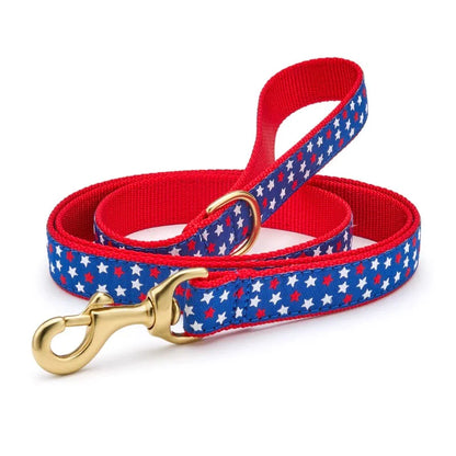 Up Country Americana Stars Dog Harness & Leash Matching Set – Made in USA Adjustable Step-In Patriotic Harness with Brass Hardware (Small–Large)