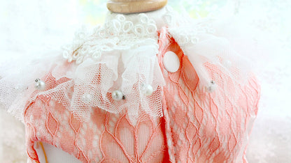 Luxury Pink Princess Dog Wedding Dress – 3D Floral Lace Pet Gown
