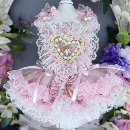 Handmade Romantic Puppy Gown Pink Lace