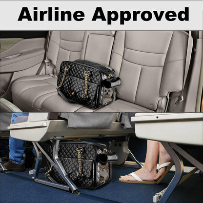 Pet Carrier – Quilted PU Leather with Gold Chain