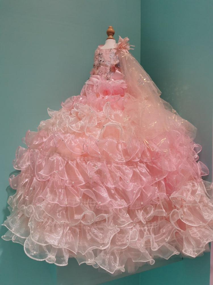 Luxury Dog Wedding Dress Pink Ball Gown