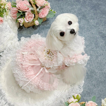 Handmade Romantic Puppy Gown Pink Lace