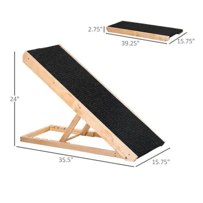 Elevated Pet Ramp | Height-Adjustable & Foldable Wooden Ramp for Dogs, Cats & Small Pets