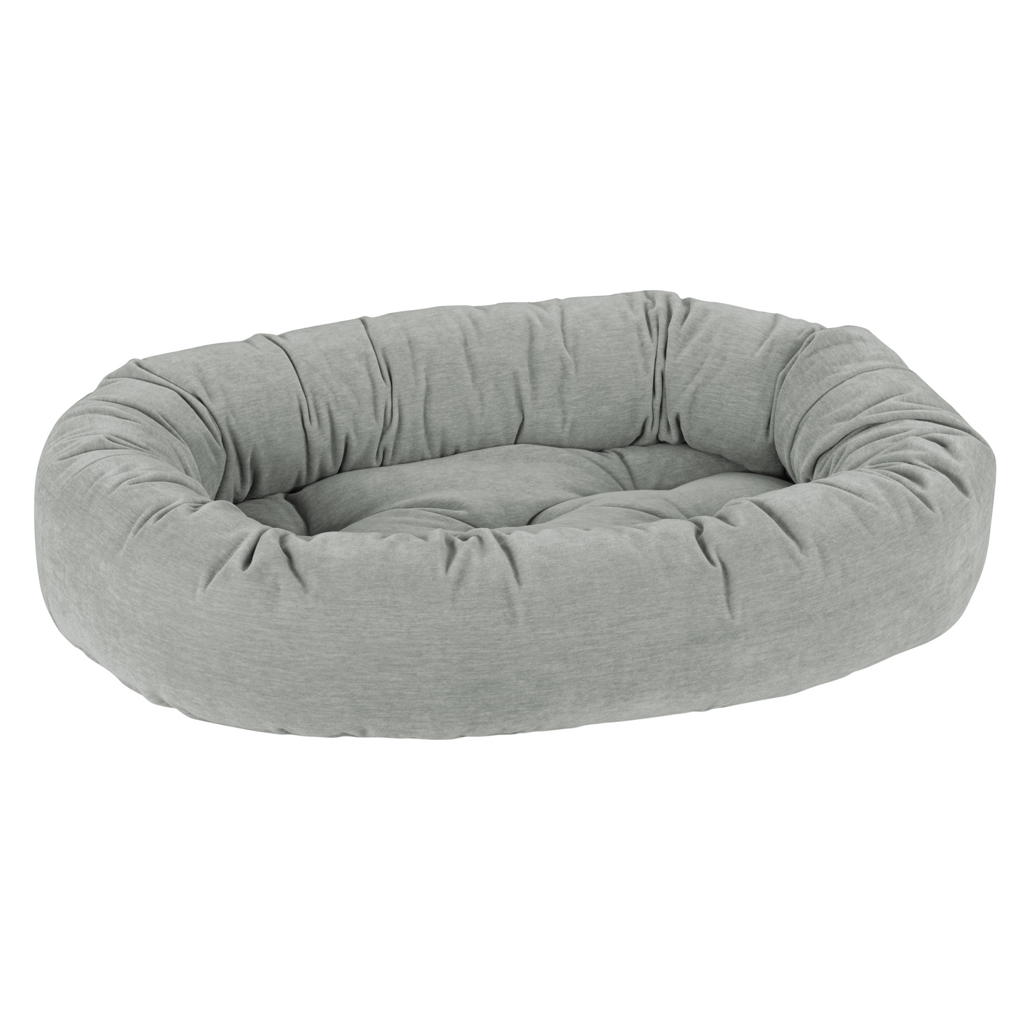 Donut Dog Bed – Oyster Gray Upholstery-Grade Fabric with Removable Washable Cover & Tufted Cushion, High-Memory Fiber Fill