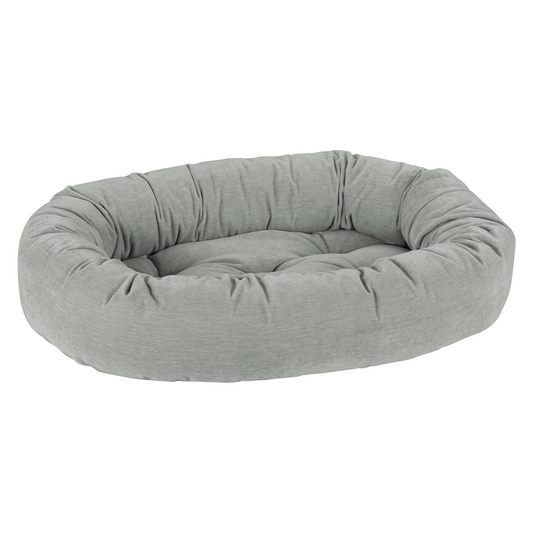 Donut Dog Bed – Oyster Gray Upholstery-Grade Fabric with Removable Washable Cover & Tufted Cushion, High-Memory Fiber Fill