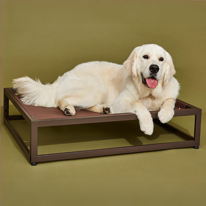 The Up Pup Dog Bed – Brown | Elevated Chew-Resistant Raised Dog Cot with Breathable Mesh & Rust-Proof Metal Frame (S/M/L)