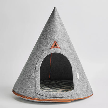 Nooee Pet Cave Harry (XXL) – Gray Modern Cone-Shaped Pet Bed with Machine-Washable Cushion, Portable Roll-Up Design, Fits Large Dogs Up to 55 lbs, 40”H x 37”W x 37”L