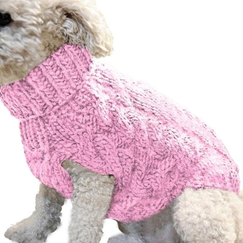 Cable Knit Turtleneck Dog Sweater – Classic Chunky Knit Warm Cotton Sweater for Small Dogs | Posh Dog Life