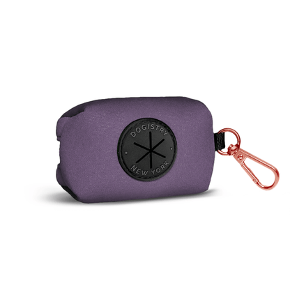 Dogistry Dog Waste Bag Holder – Lilac Gray Cotton Twill with Rose Gold Clasp, Fits Standard Rolls, Includes Bags, 3” x 2.5” x 2”