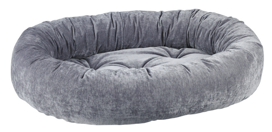 Donut Dog Bed – Pumice Gray Upholstery-Grade Fabric with Removable Washable Cover & Tufted Cushion, High-Memory Fiber Fill