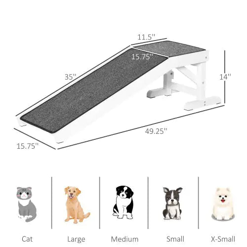 PawHut Dog Bed Ramp with Non-Slip Carpet & Top Platform – 49" Wooden Pet Ramp