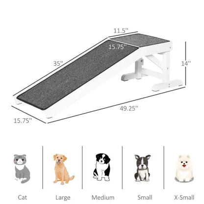 PawHut Dog Bed Ramp with Non-Slip Carpet & Top Platform – 49" Wooden Pet Ramp