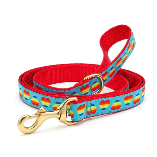 Up Country Rainbow Hearts Dog Harness & Leash Matching Set
