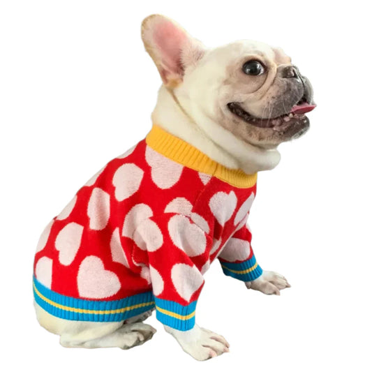 Red Heart Dog Sweater – Soft 100% Cotton Valentine Knit for Small & Medium Dogs (S–2XL)