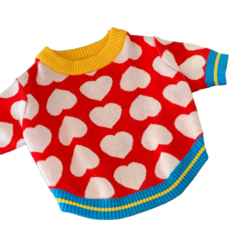 Red Heart Dog Sweater – Soft 100% Cotton Valentine Knit for Small & Medium Dogs (S–2XL)