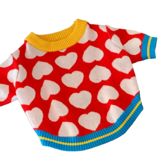 Red Heart Dog Sweater – Soft 100% Cotton Valentine Knit for Small & Medium Dogs (S–2XL)