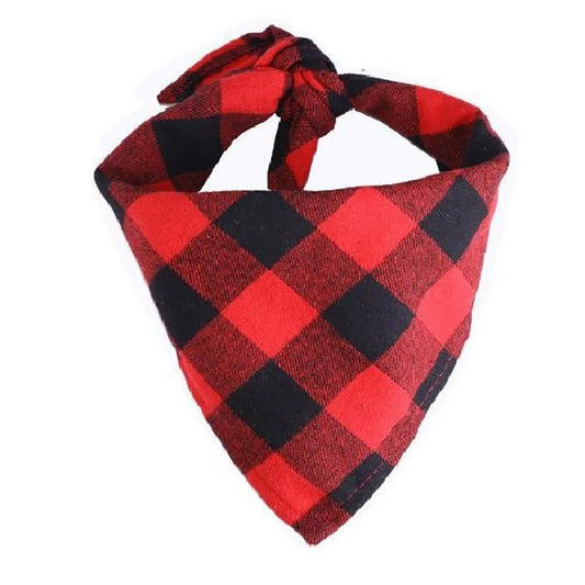 Cotton Plaid Dog Bandanas – Classic Tie-On Checkered Scarf for Medium & Large Dogs (S–L, 6 Colors)