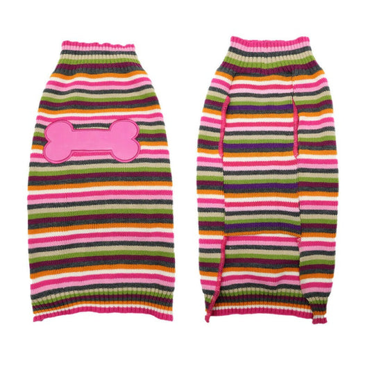 Pink Bone Dog Sweater – Cozy 100% Cotton Knit with Cute Bone Pattern, Soft & Breathable Fabric for Small to Medium Dogs (XS–2XL)