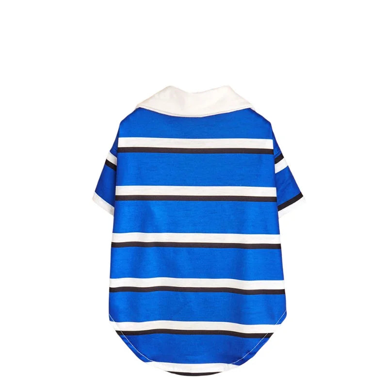 Blue Striped Polo Dog Shirt – Classic Lightweight Summer Polo for Small & Medium Dogs (XS–XL)
