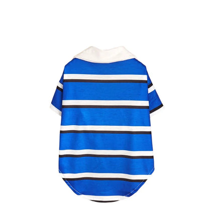Blue Striped Polo Dog Shirt – Classic Lightweight Summer Polo for Small & Medium Dogs (XS–XL)