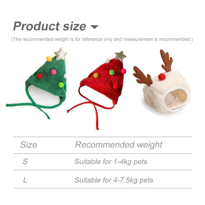 Christmas Dog Hats and Bibs – Festive Holiday Pet Accessories for Small to Medium Dogs, Available in Three Styles (Red, Green & White) Made of Soft Fleece, Polyester & Felt with Tie-On or Velcro Closure