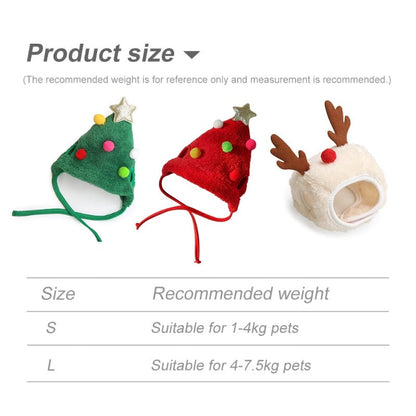 Christmas Dog Hats and Bibs – Festive Holiday Pet Accessories for Small to Medium Dogs, Available in Three Styles (Red, Green & White) Made of Soft Fleece, Polyester & Felt with Tie-On or Velcro Closure